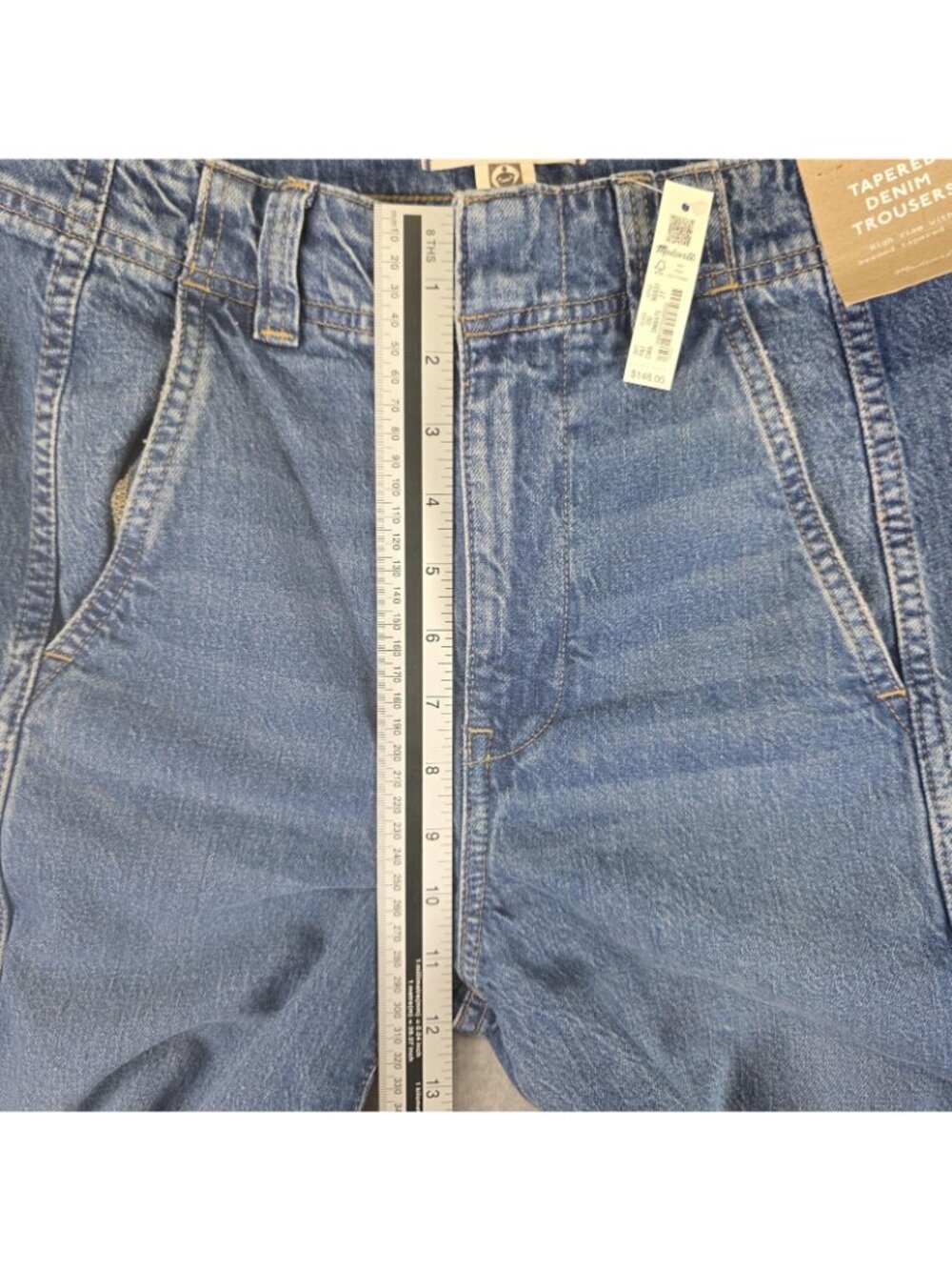 Madewell Tapered Denim Trousers Womens 27 Blue High Rise Jeans NWT - Picture 8 of 9